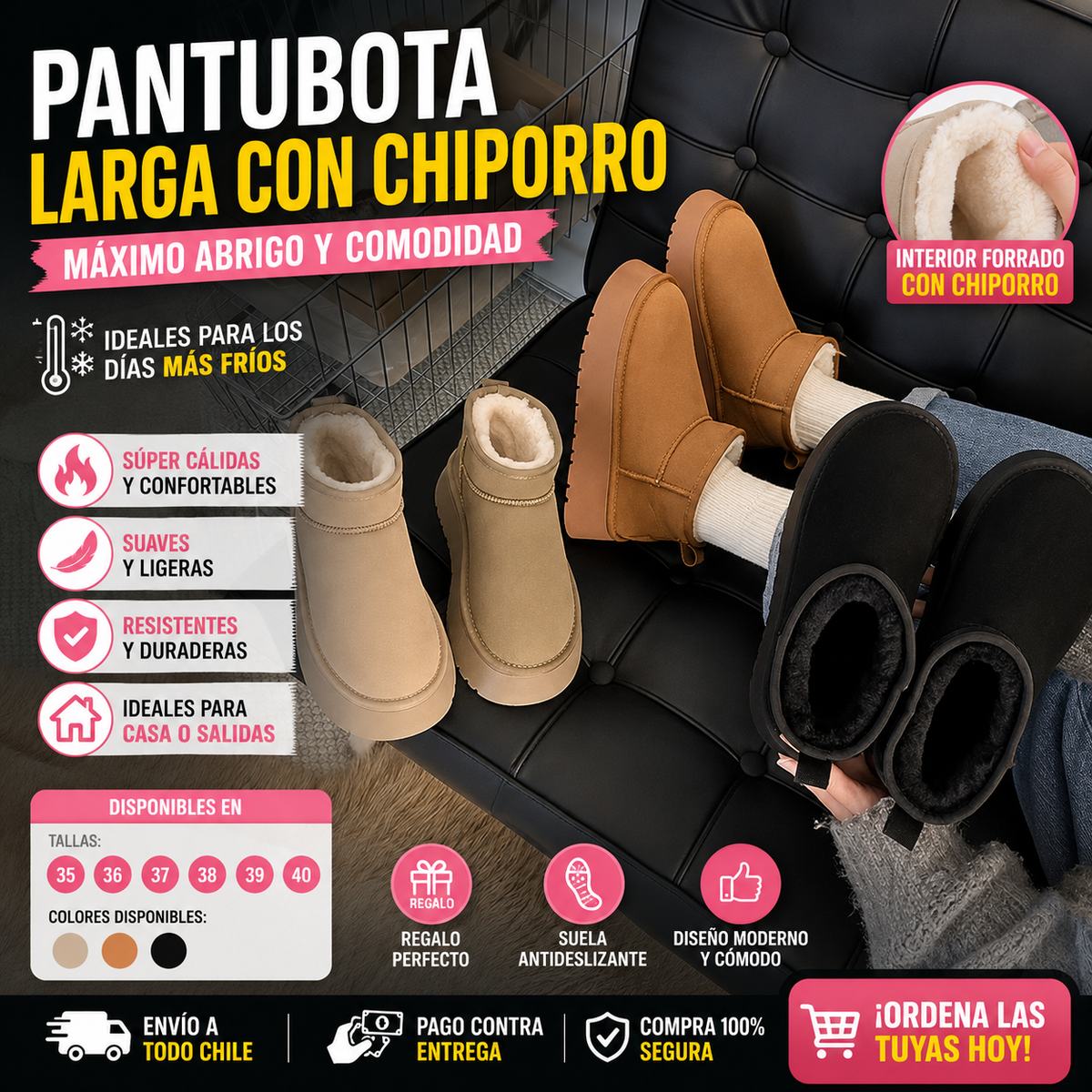 Pantubota Larga Con Chiporro Mujer