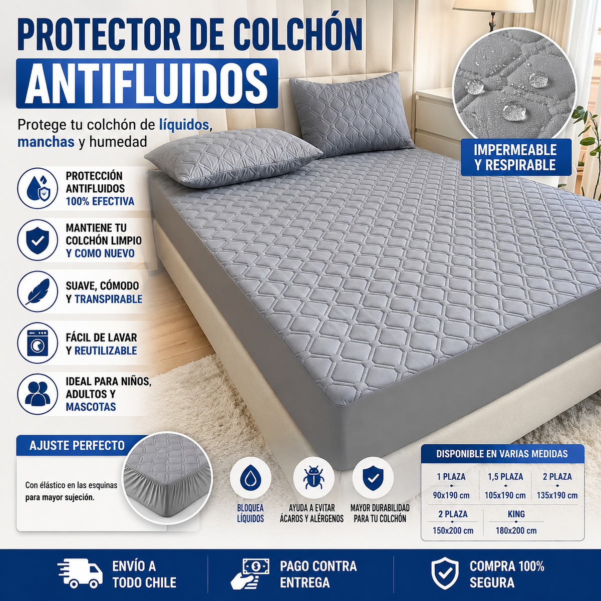 PROTECTOR DE COLCHON ANTIFLUIDOS