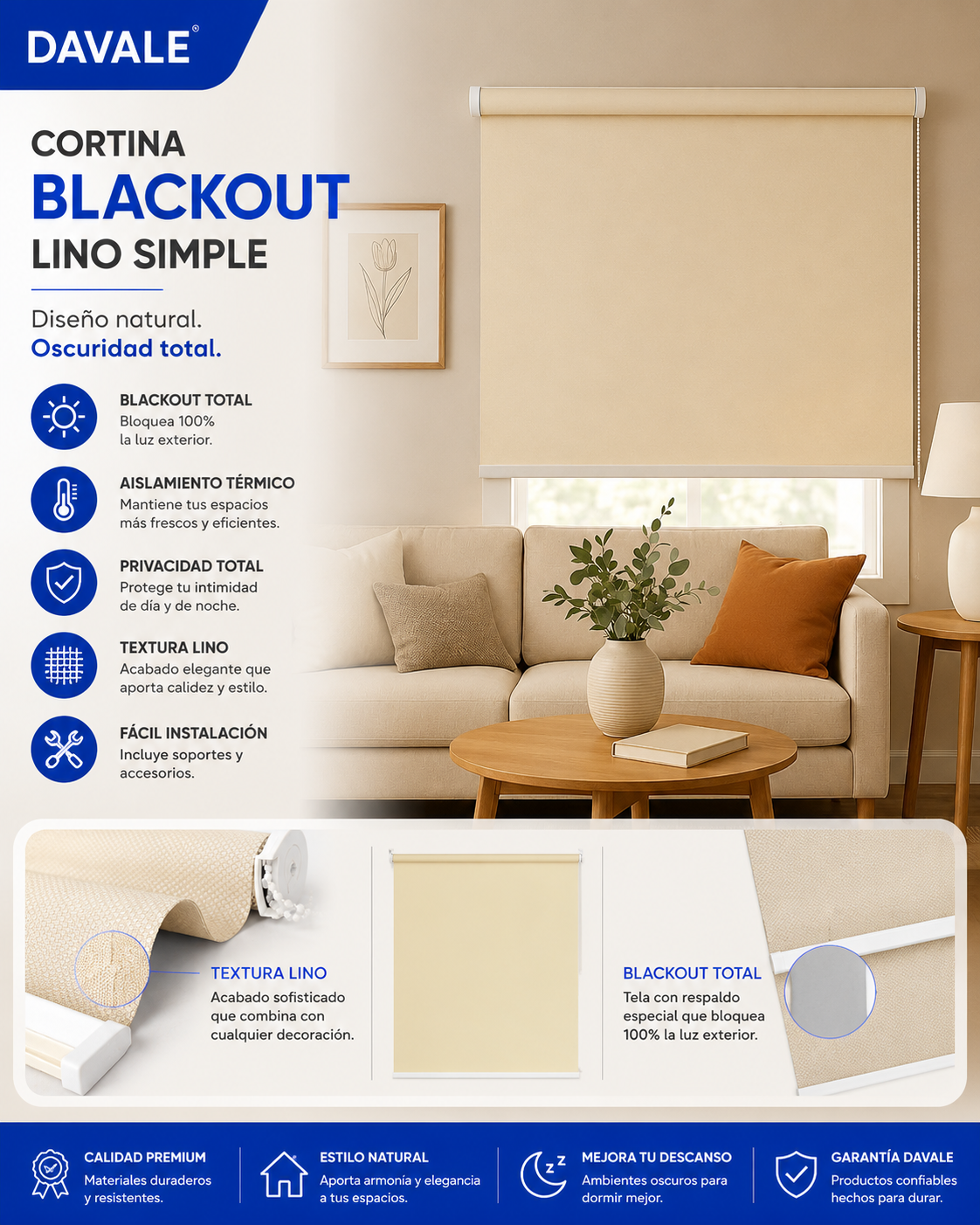Cortina Blackout Lino Simple