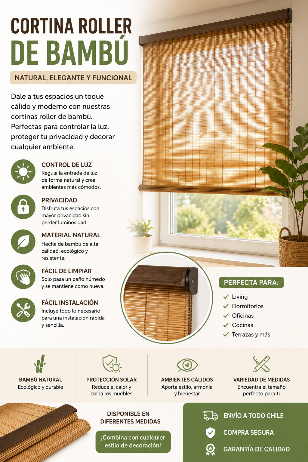 Cortina Roller Bambu