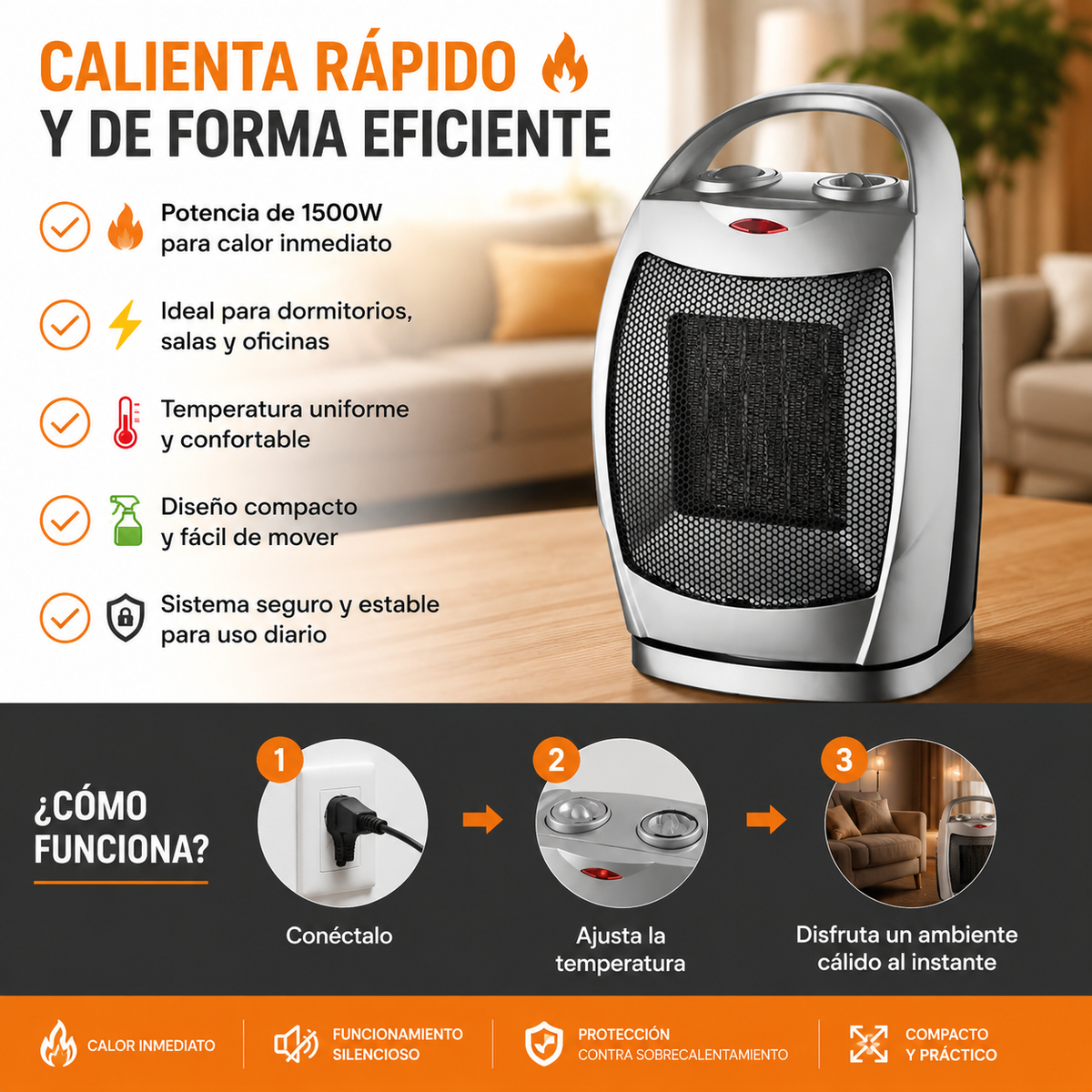 Estufa Calefactor Eléctrico 1500w RAF