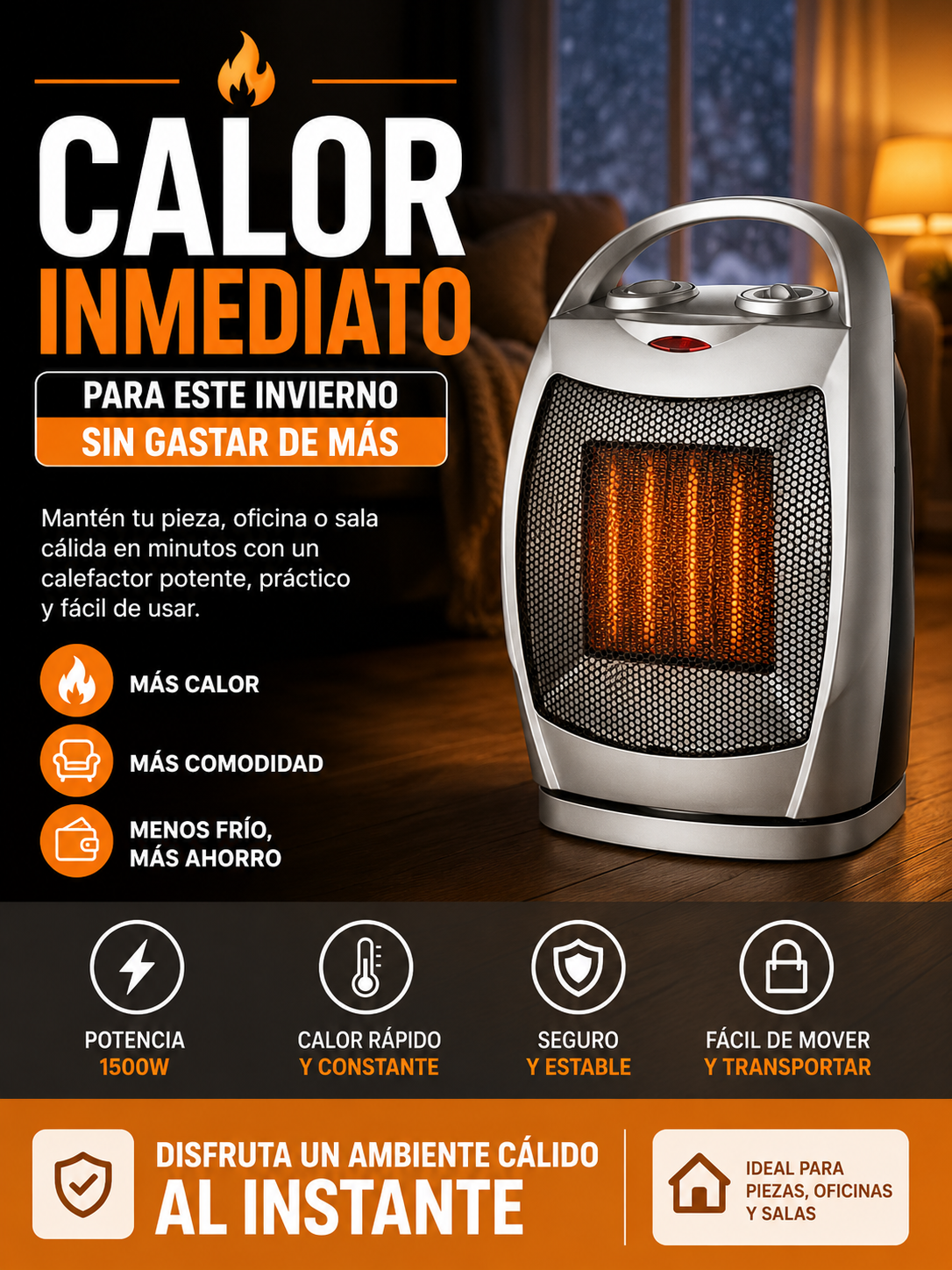 Estufa Calefactor Eléctrico 1500w RAF